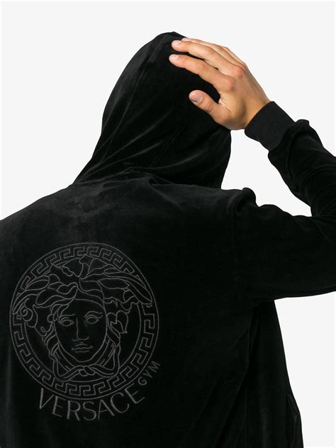 versace black crew neck|Versace hoodie men's sale.